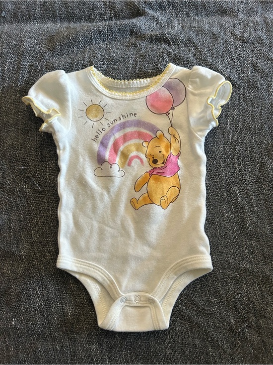 Disney Other - Disney White & Yellow Winnie the Pooh Baby One-Piece